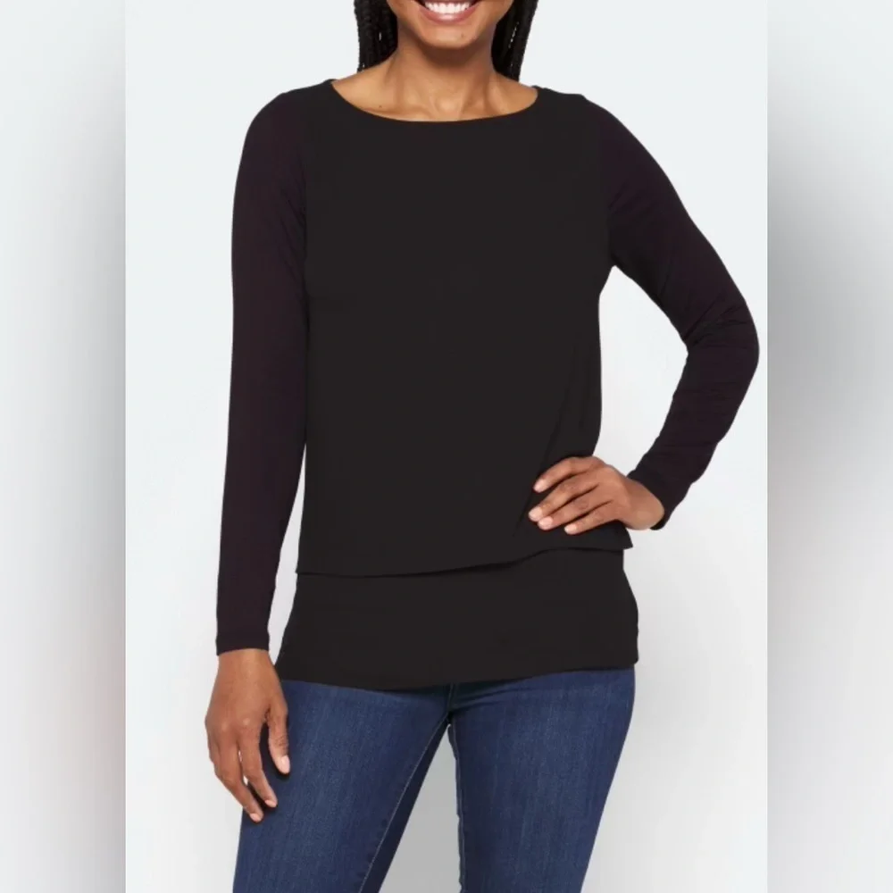 Michael Kors Black Fitted Long Sleeve Blouse